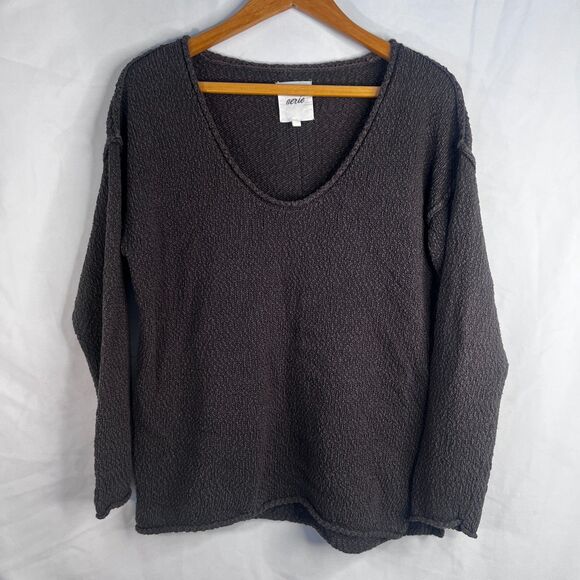 Aerie Textured Knit Edgy Boho Lounge Oversized Sweater Gray Neutral Size XS** - Picture 10 of 10